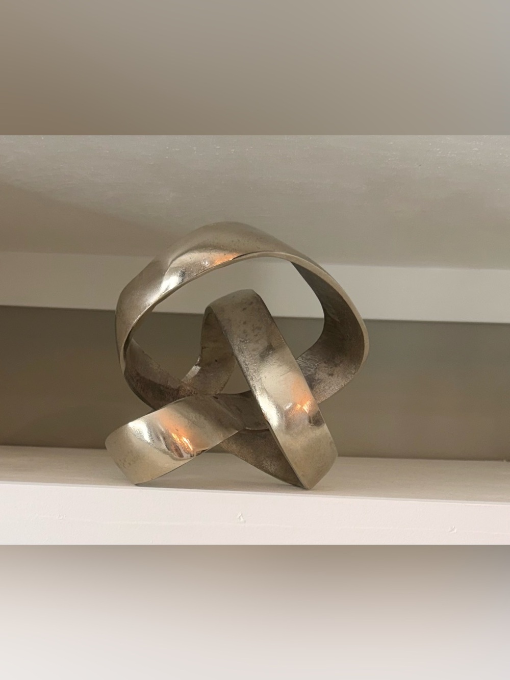 Contemporary Silver Twisted Knot Sculpture - Home Art